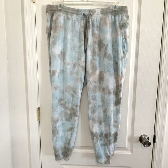 Old Navy Mid Rise Vintage Joggers Tie Dye Fleece Sweatpants Blue Green Size XL - Picture 3 of 6
